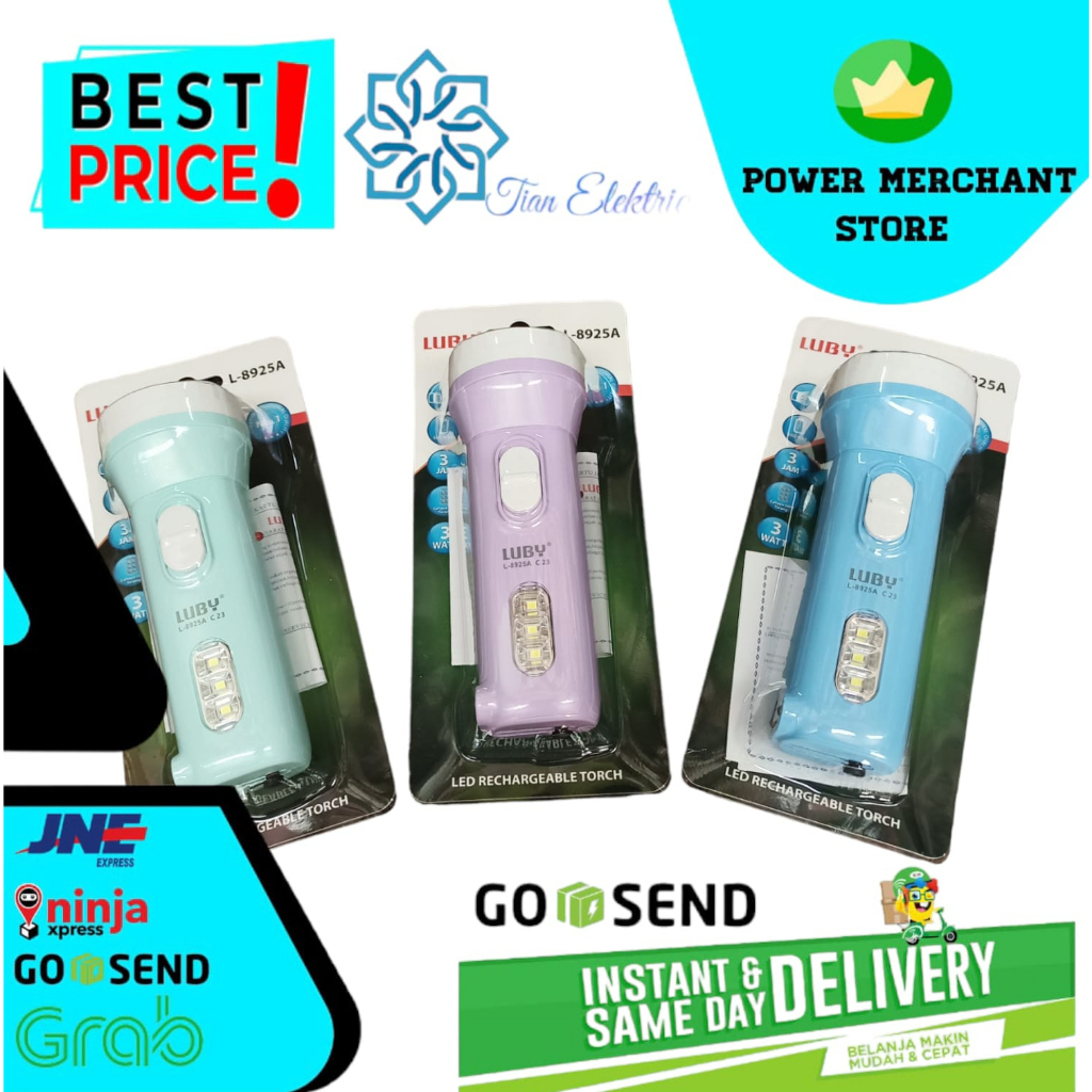 LUBY L-8925A Senter LED Rechargeable Torch 3 Watt