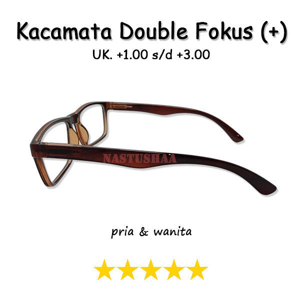 Kacamata Lensa 2 Fungsi Untuk Baca dan Jalan Pria/Wanita Kacamata Double Fokus Uk. +1.00 s/d +3.00 Bingkai Coklat Gagang Per NOCASE