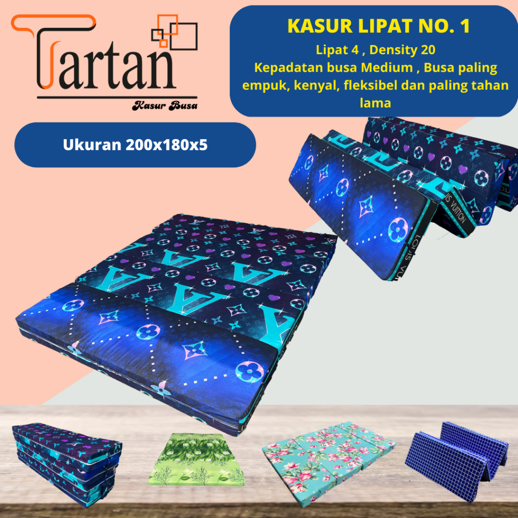 Kasur Busa Lipat TARTAN D20 Ukuran 200x180x5 Garansi 15 Tahun Jaminan Anti Kempes