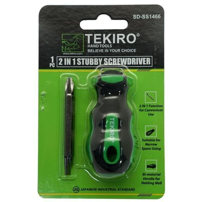 Obeng Bolak Balik Kecil 2 In 1 /Stubby Scewdriver Tekiro