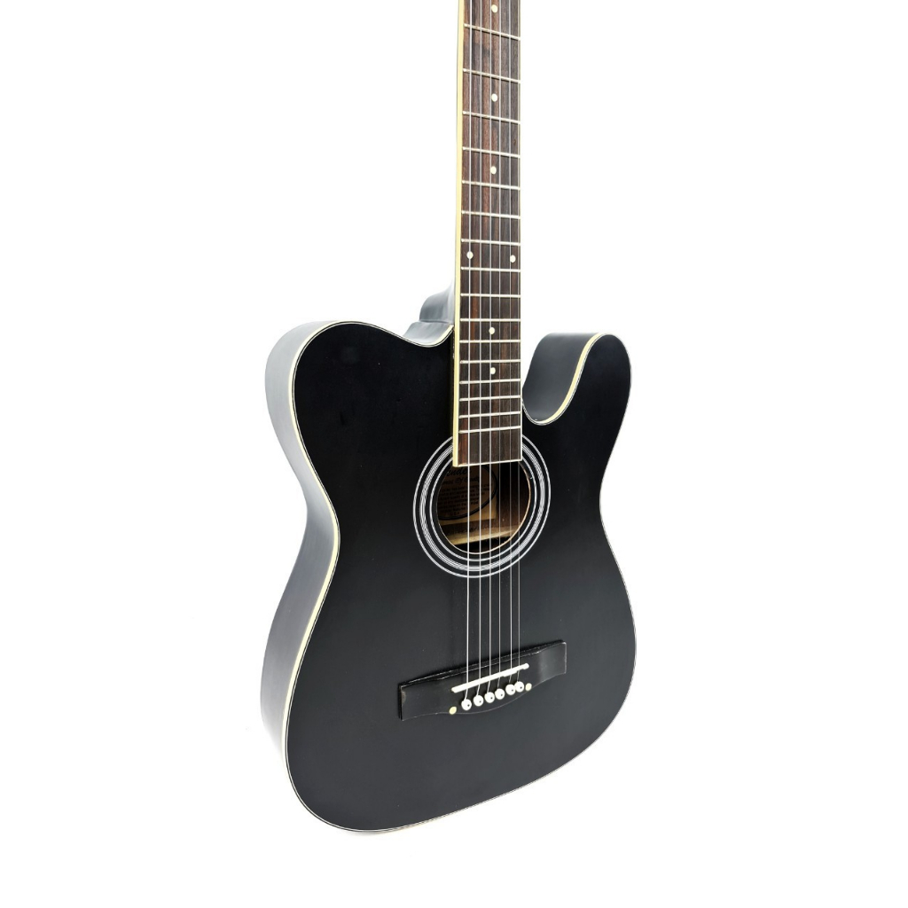 Gitar Akustik Tele Merk Fender Model Telekustik Slim Hitam Telecoustic Spruce Senar String Trusrod Murah