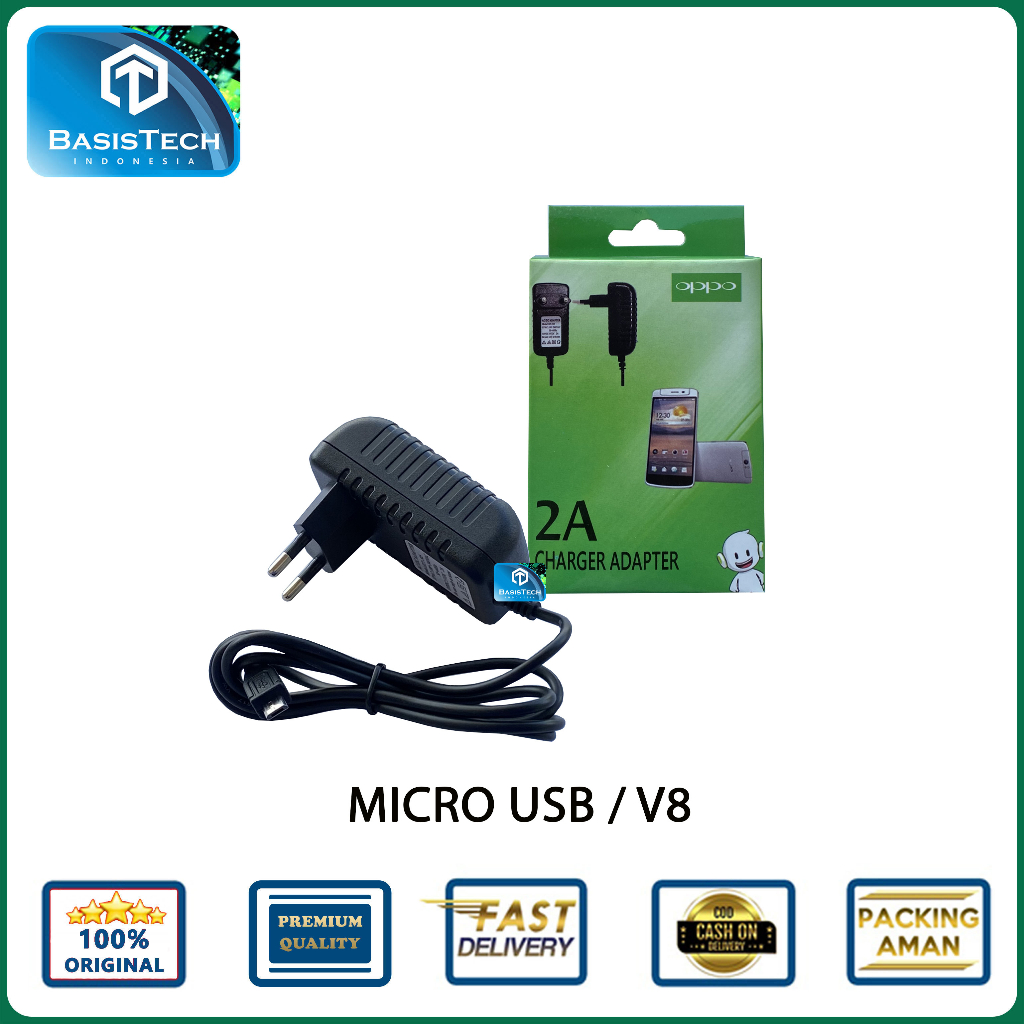 CHARGER CASAN OPPO MICRO USB V8 2A SUPER FAST CHARGING BASISTECH BT1-505