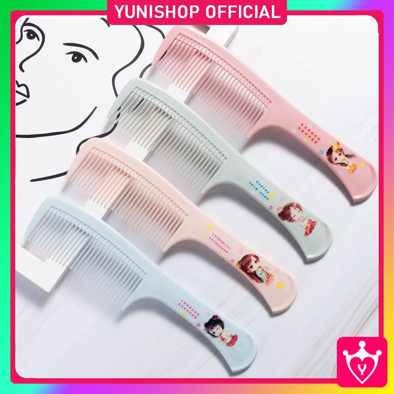 Sisir Rambut Fancy Karakter Kartun Renggang Rapat Warna Motif Garis / Sisir Gagang Besar Gigi Jarang Murah / TV-119