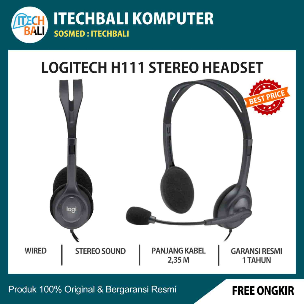 Headset LOGITECH H111 Stereo Jack 3.5mm | ORIGINAL