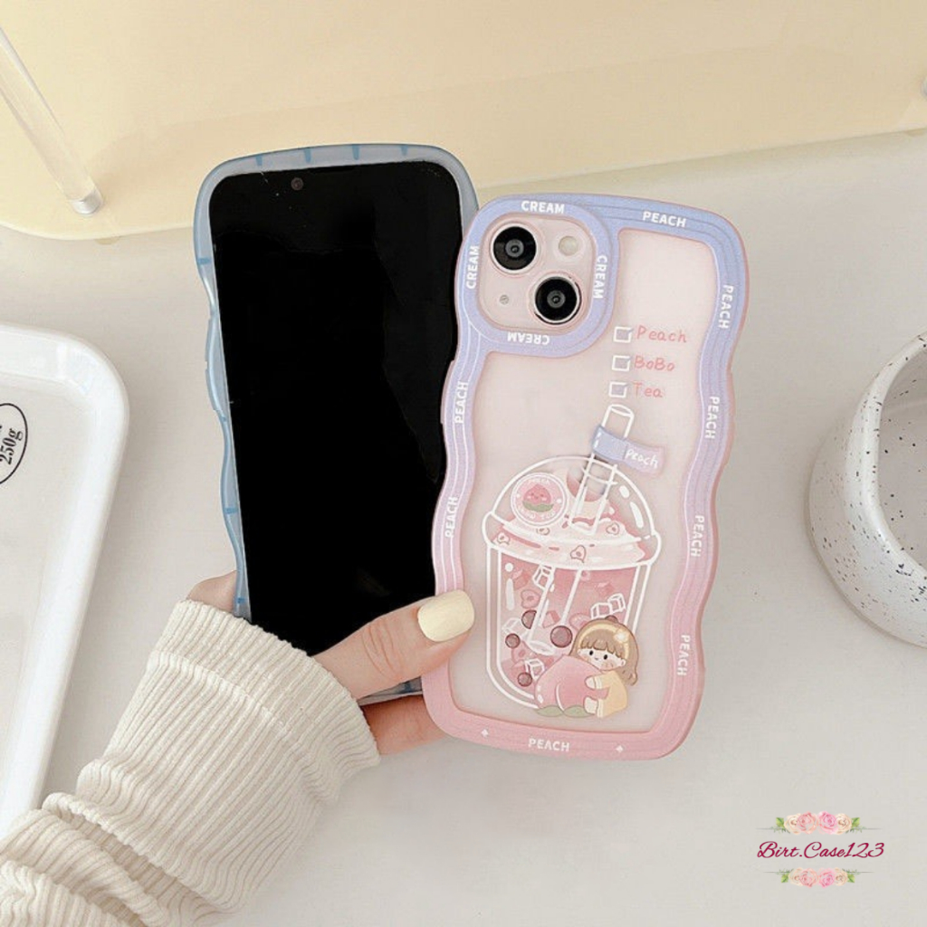 CUSTOM SOFTCASE WAVE GELOMBANG CLEAR CUSTOM BOBA FOR IPHONE 7 8 7+ 8+ X XS XR XS MAX 11 12 13 14 PRO MAX PLUS BC7571