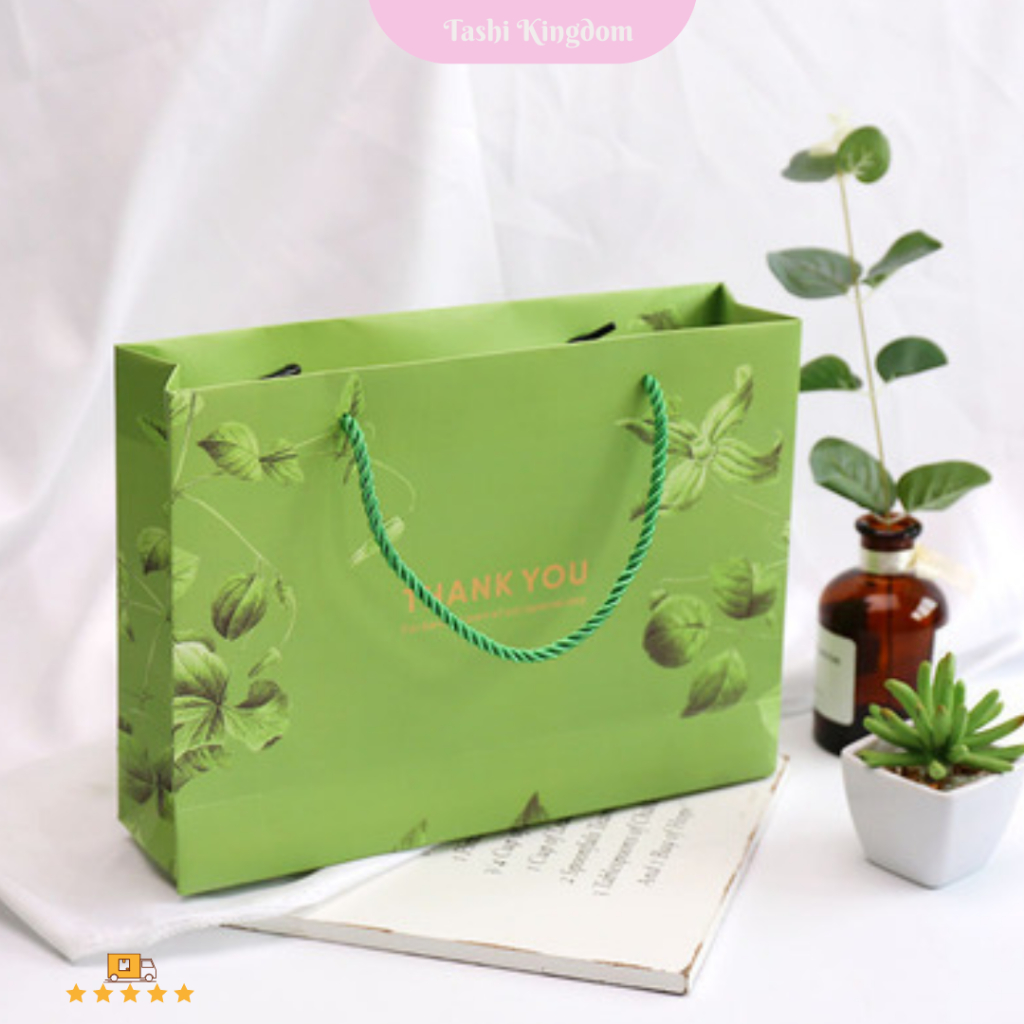 

paper bag gift / Kantong green motif daun, kantong hadiah bingkisan kado , kantong bingkisan paper bag souvenir kado