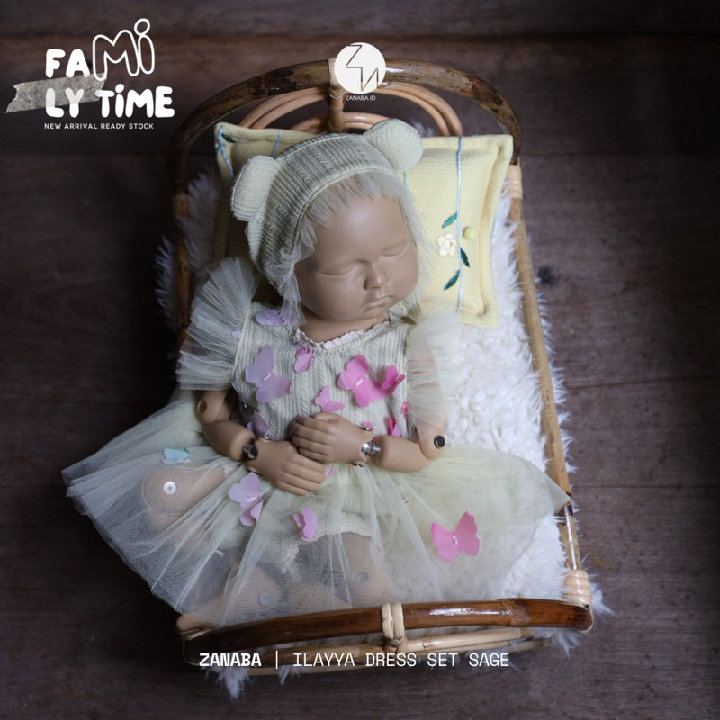 ZANABA - ILAYYA DRESS SET SAGE - DRESS BAYI BARU LAHIR