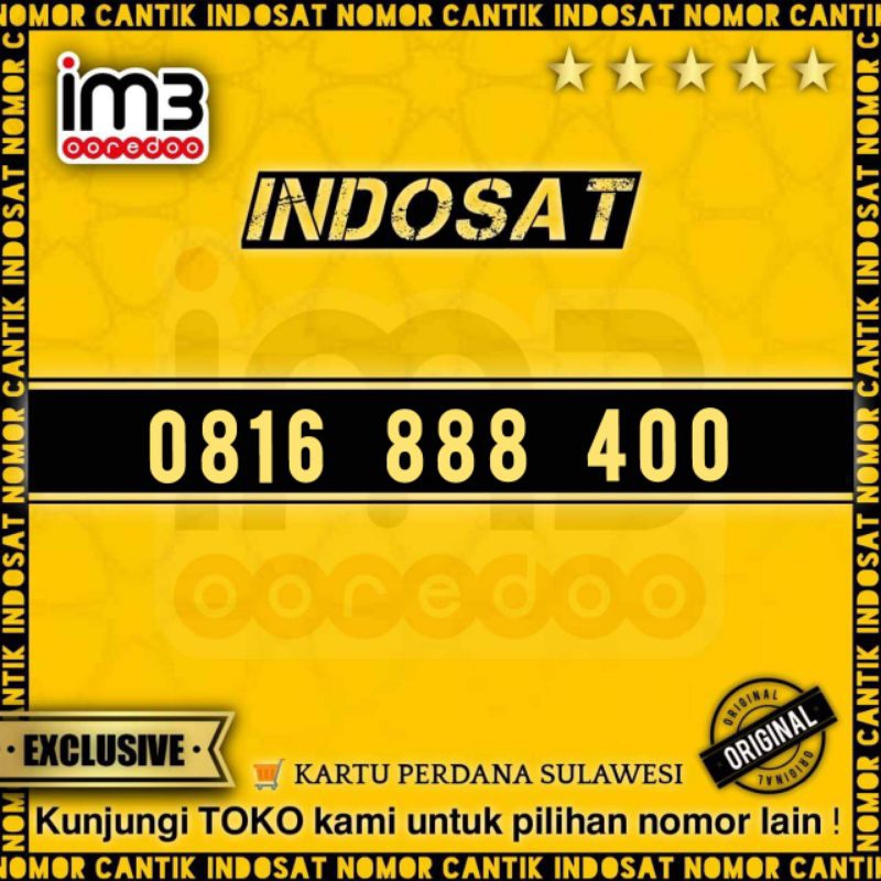 Nomor Cantik Indosat 10 Digit Seri Ratusan 400 Angka Rapi 0816 888 400