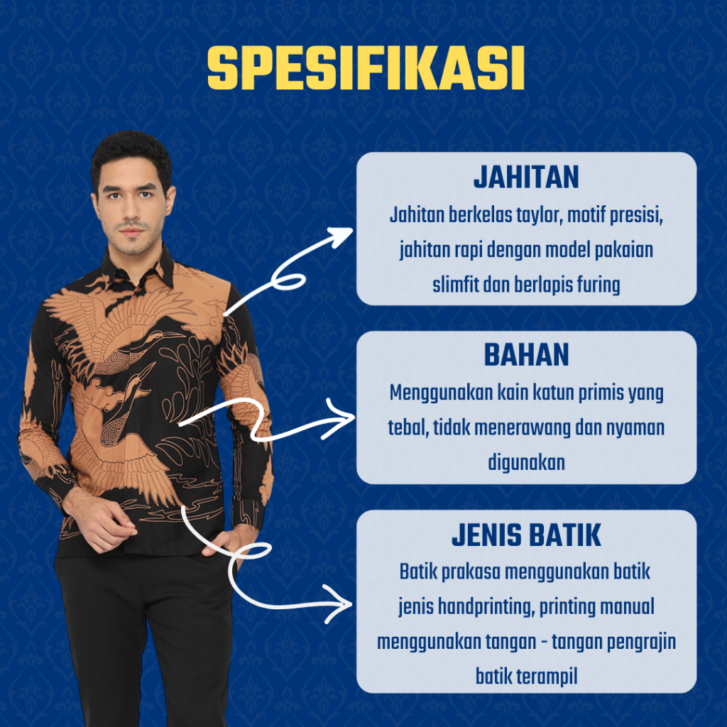 Kemeja Batik Prakasa Motif Abisatya Slimfit Lengan Panjang Batik Solo