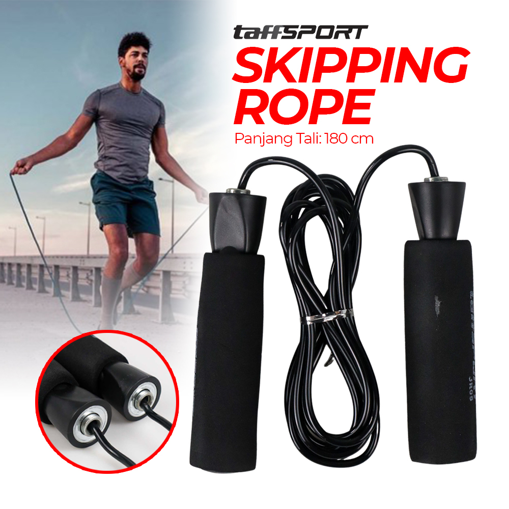 Lompat Tali Skipping Speed Jump Rope Sports Weight Exercise - Black