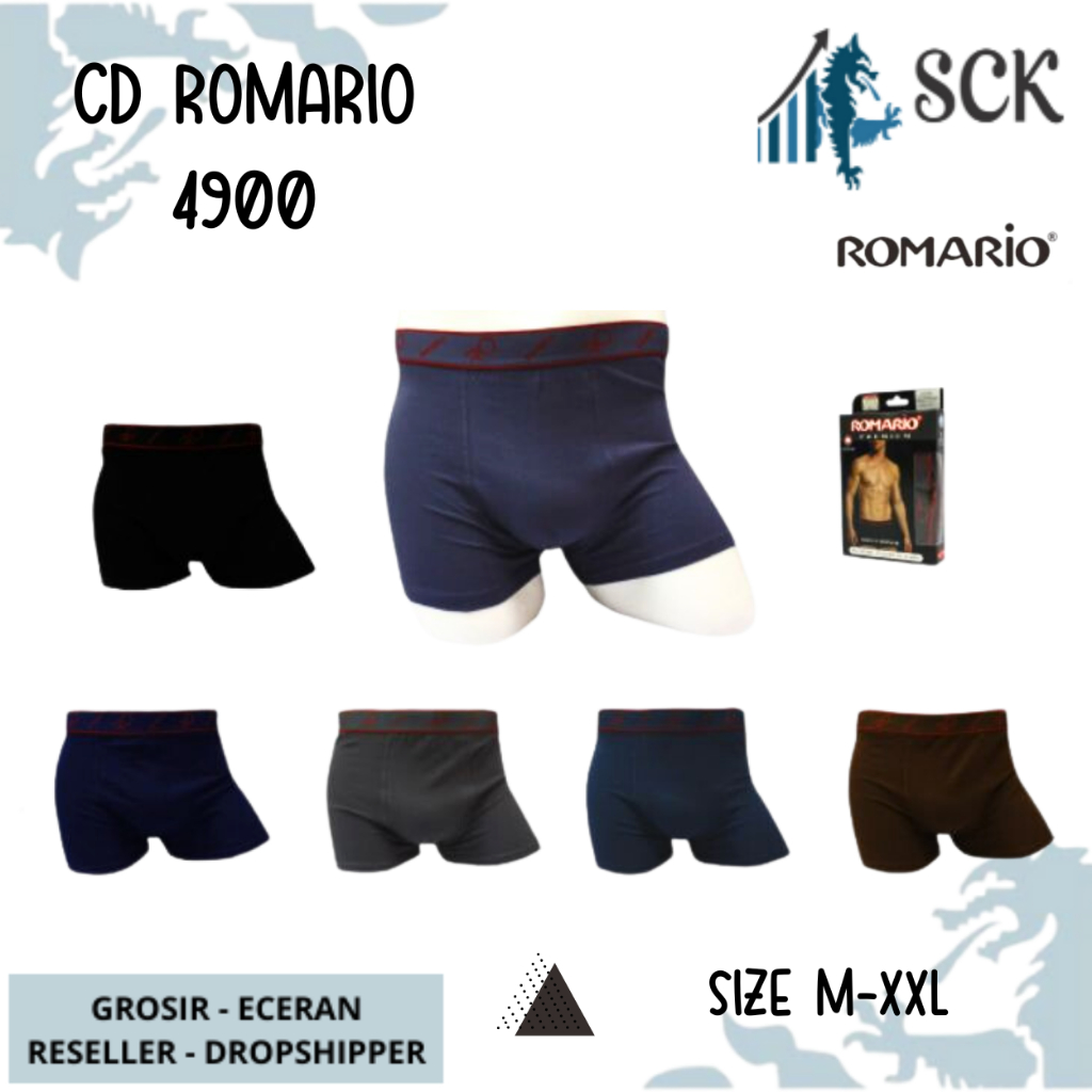 [ISI 2] CD Pria ROMARIO 4900 Model Boxer Bahan Katun / Celana Dalam Pria Boxer Katun Halus- ROMARIO 4-900