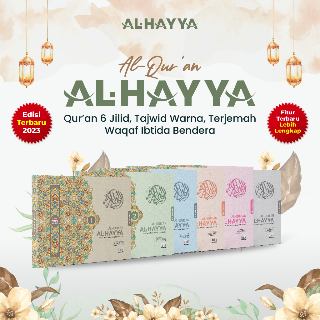 Al-Qur'an Al-Hayya 6 Jilid, Tajwid Warna, Waqaf ibtida Terjemah | Ukuran A5