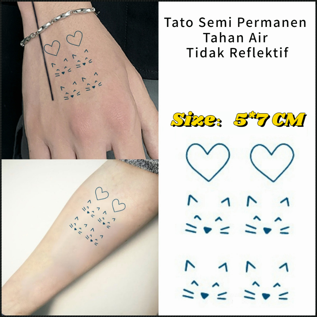 

【OKTATO】Stiker Tato Korea Minimalis | Semi Permanen 5x7CM | Pack 5pcs