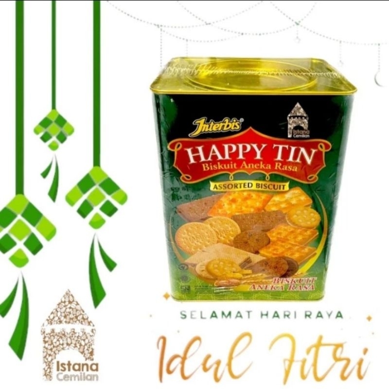 INTERBIS HAPPY TIN ASSORTED BISKUIT KALENG LEBARAN