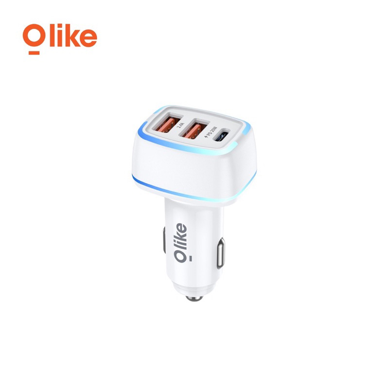 Olike R3 Car Charger Powerful Secure Charging LED Light Power Delivery PD 20 Watt Fireproof Material - Garansi 1 Tahun