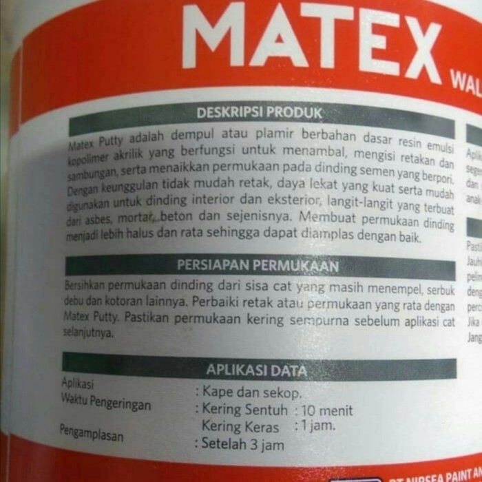 PLAMUR PLAMIR TEMBOK MATEX / DEMPUL TEMBOK / WALL FILLER MATEX 20 KG