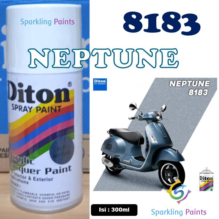 Pilox Diton Neptune 8183 300ml Warna Biru Laut Neptun Metalik Sepeda Motor Mobil