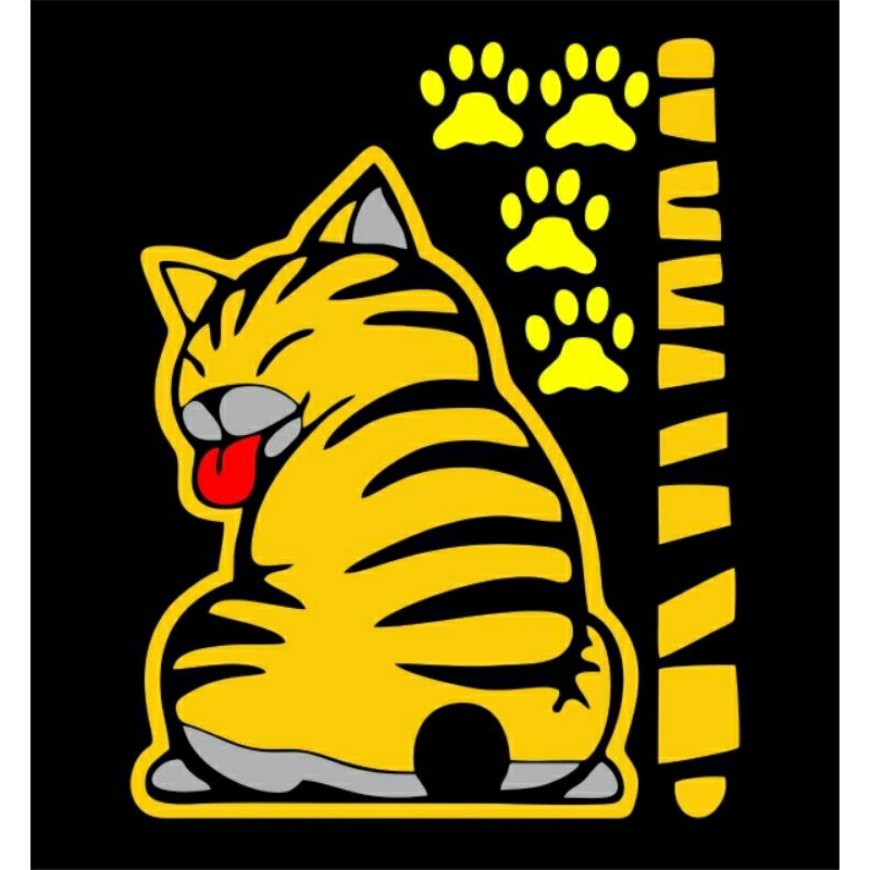 cutting stiker kucing kaca belakang mobil