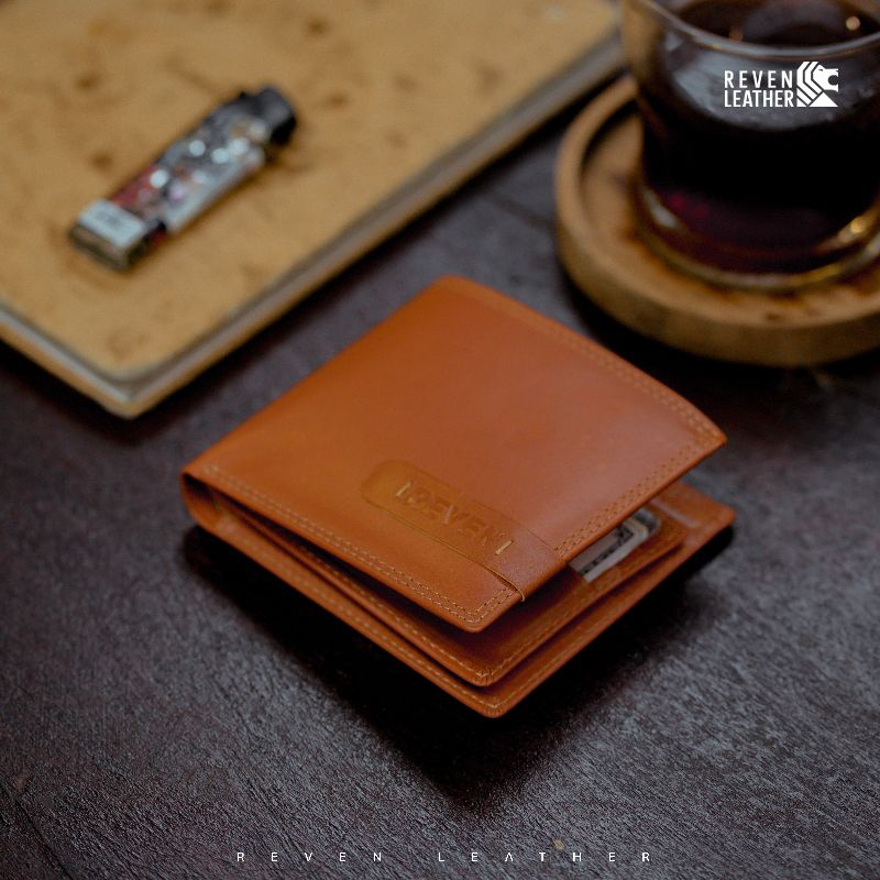 Reven Leather Dompet Pria Lipat Kulit Asli Waterproof Original Reven Premium Wallet - Hitam