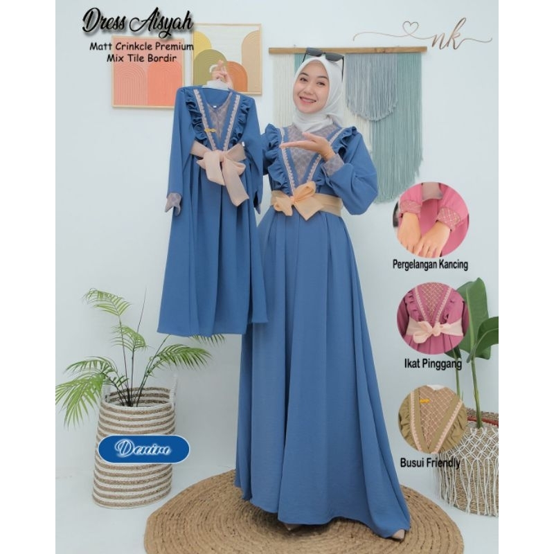 Dress Aisyah Crincle couple ibu dan anak ORI NK (HARGA COUPLE)