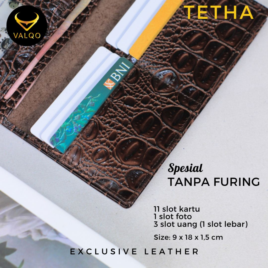 [VALQO] TETHA BY Spesial Full kulit sapi Motif Buaya Tanpa Furing Pria Wanita