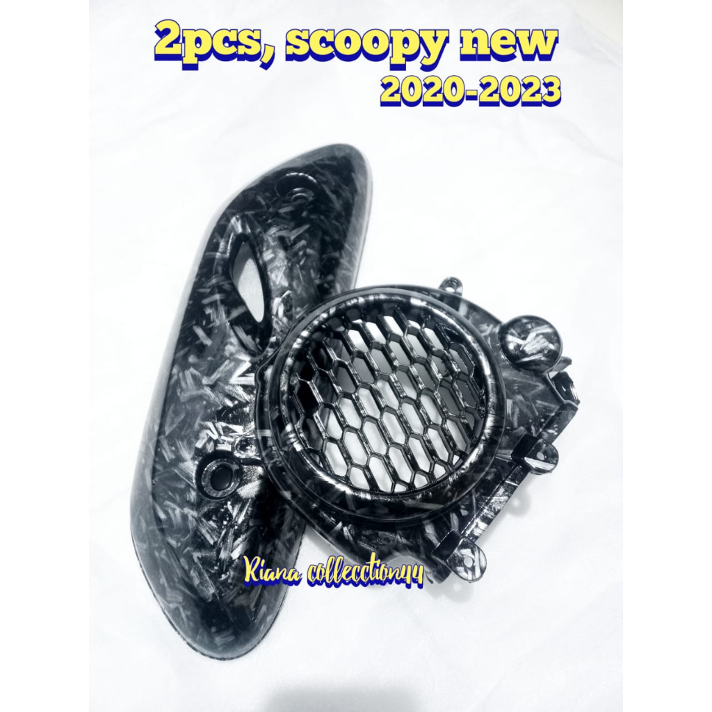 Paket 2pcs, Tameng knalpot carbon + Kipas Carbon Scoopy new // scoopy new 2021-2023