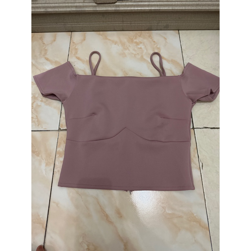 atasan sabrina scuba preloved pink