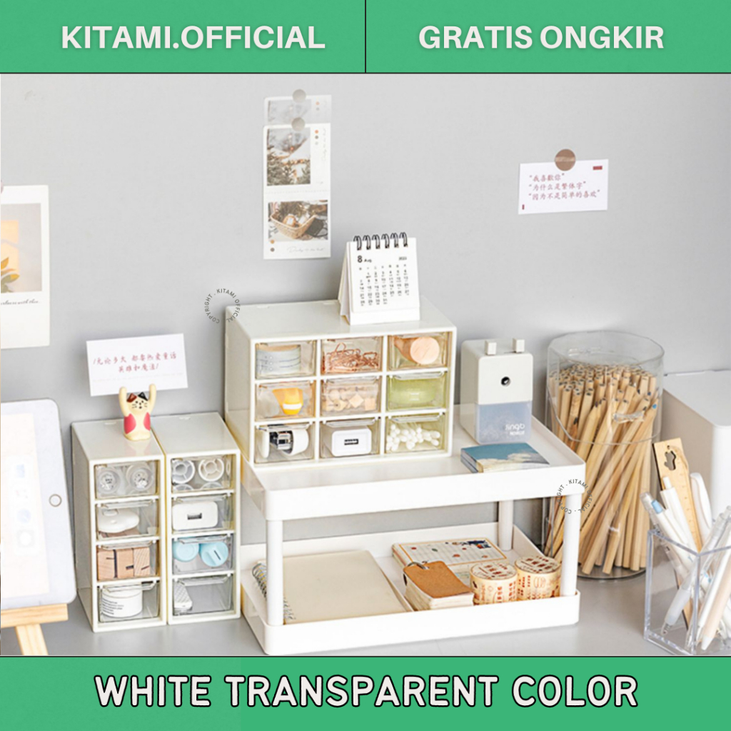 WHITE DRAWER AESTHETIC 4 TIER | LACI MINI KOREA DESK ORGANIZER