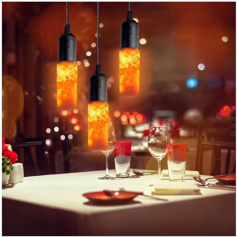 FLAME Bohlam Efek Api LED Dekorasi Lampu hias Antik Lilin obor api menyala 220V 9W E27 vintage lampu plafon dinding dan meja makan LED Flame Light Bulbs 4 Modes Party LED Flame Effect Light Simulation Fire Lights Bulb lilin natal dekorasi pohon natal