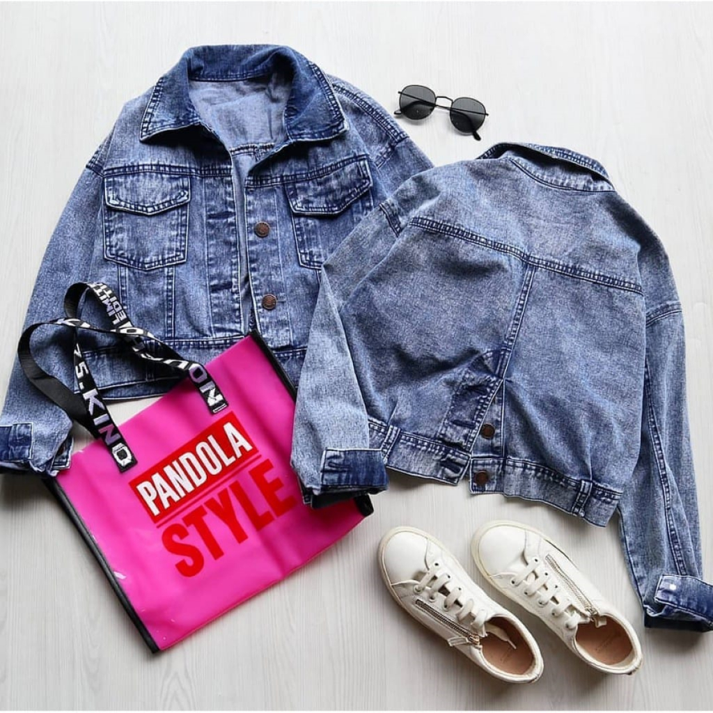 Tamstore Jaket Jeans Wanita Variasi Kancing Belakang Meizia