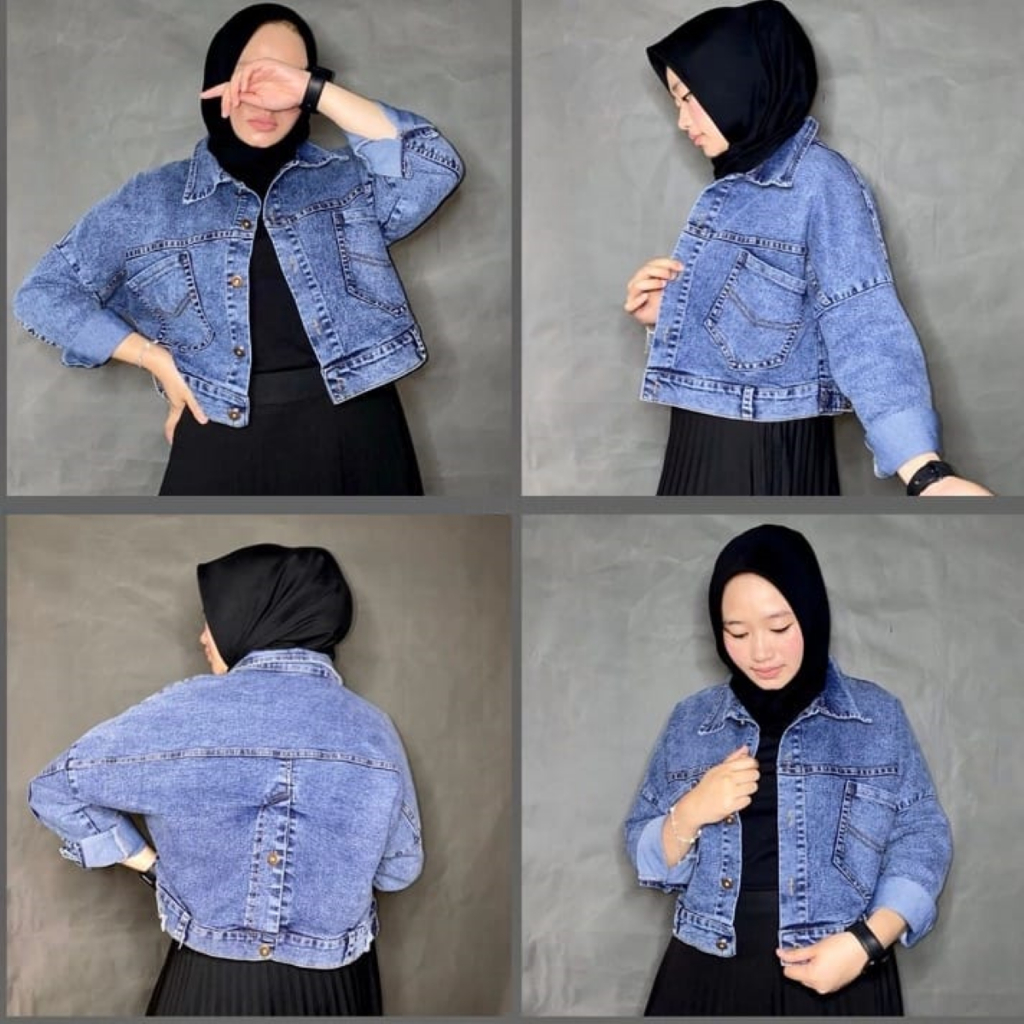 Tamstore Jaket Jeans Wanita Variasi Kancing Belakang Meizia