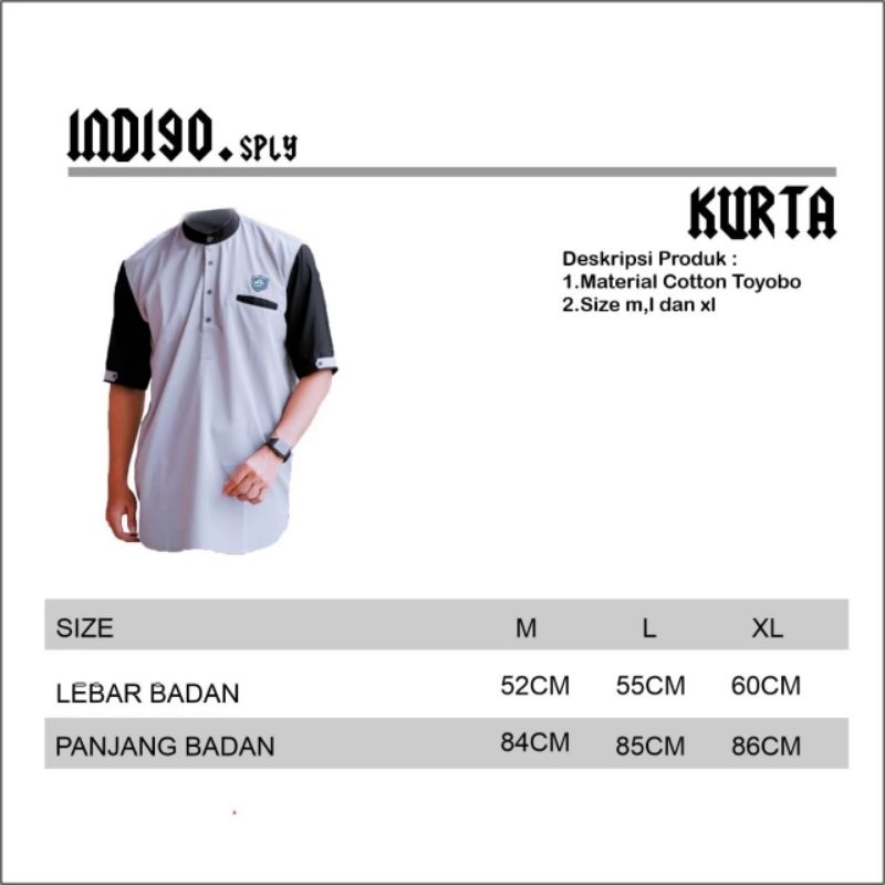 BAJU KOKO KURTA PRIA LENGAN PENDEK ORIGINAL INDIGO