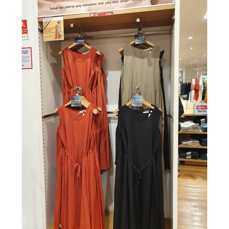dress linen uniqlo - preloved