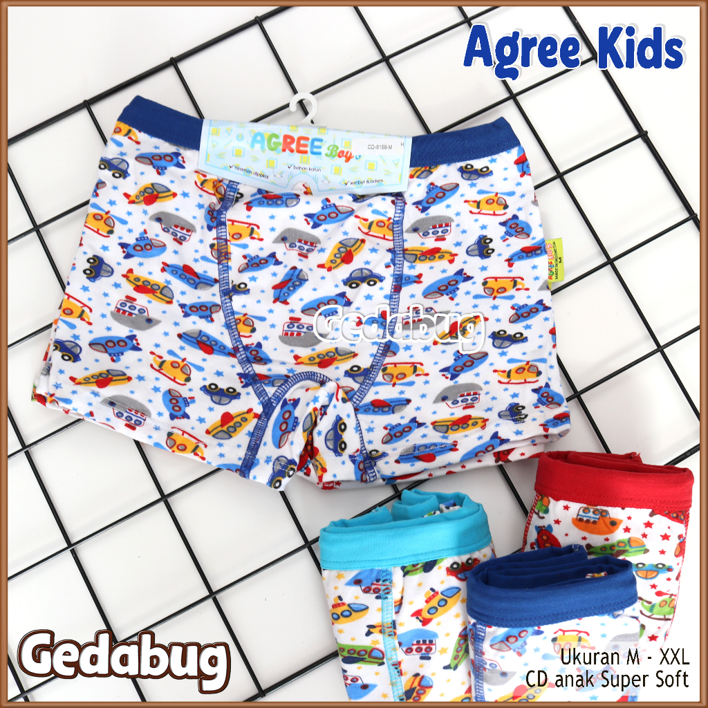 2 Pcs - CD Anak Cowok Agree 6166 Putih / Celana Dalam Anak Cowok Agree boxer | Gedabug