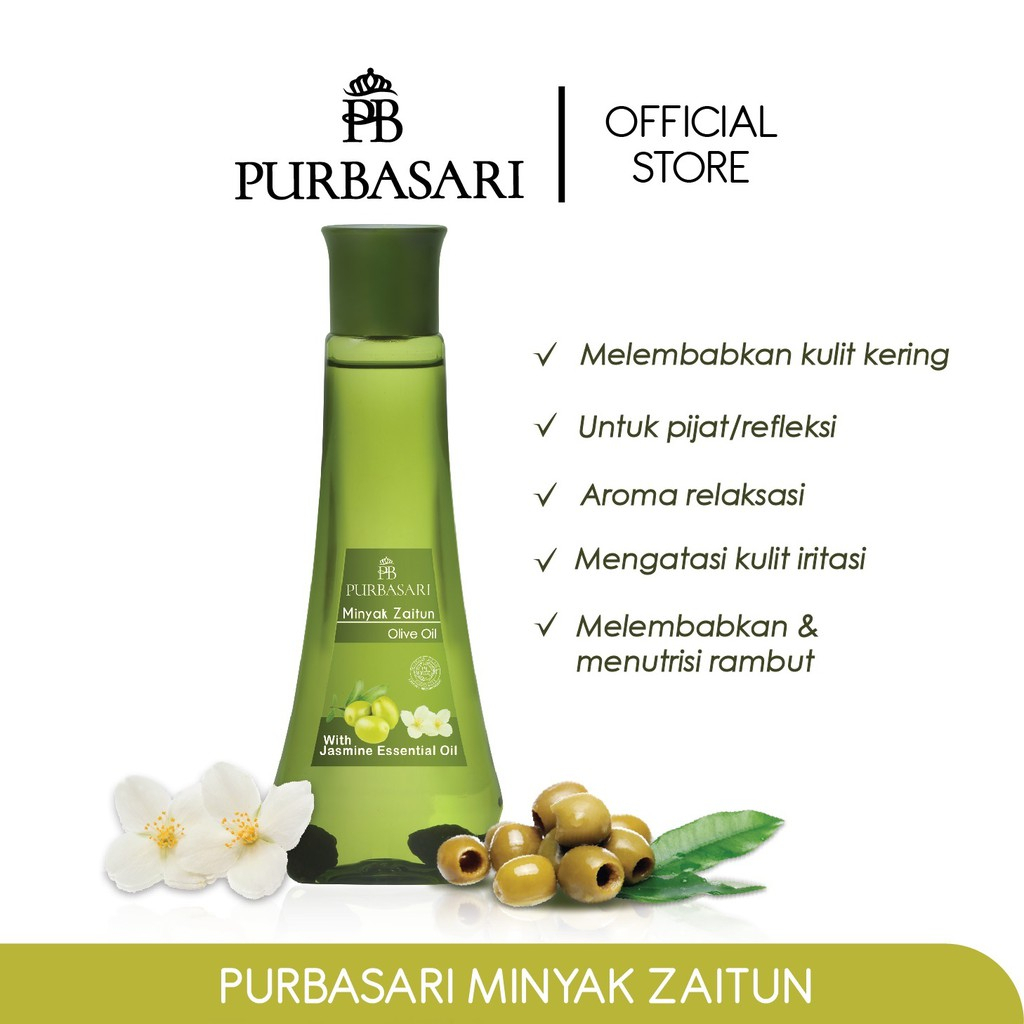 Purbasari Minyak Zaitun / Minyak Pijat refleksi / Body oil - Melembabkan kulit kering - Menutrisi dan menghaluskan rambut