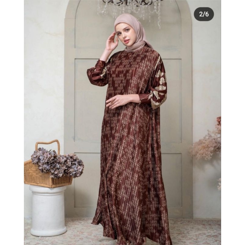 Asha Pleats Dress Rust L