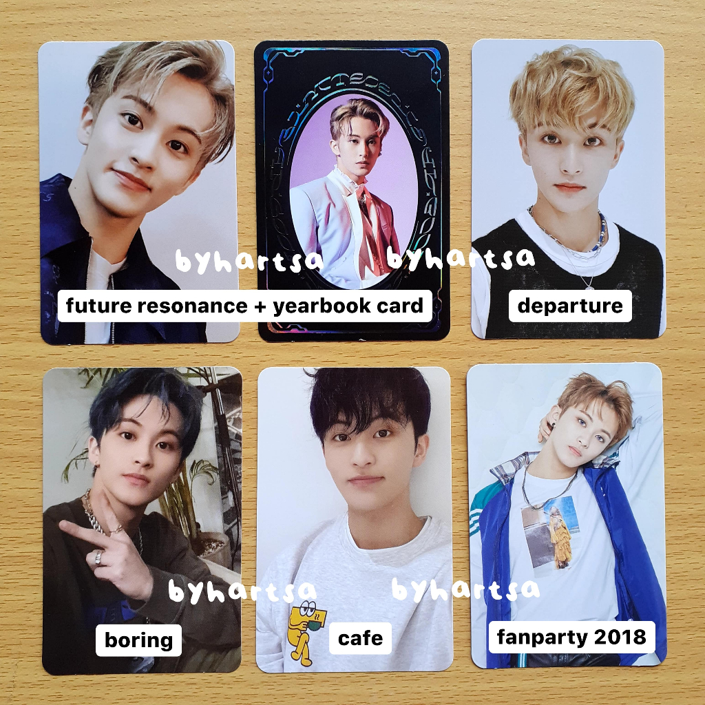 mark pc photocard resonance future, yearbook yb, departure 2020, boring, cafe hot sauce, 2018 spring