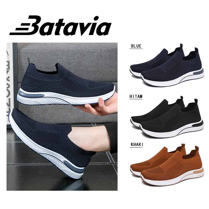 Batavia GROSIR sepatu kanvas pria rajut sepatu pria  sepatu tanpa tali hitam Sepatu Pria Sport men Sneakers sepatu cowo  pria sepatu pria ringan  B20