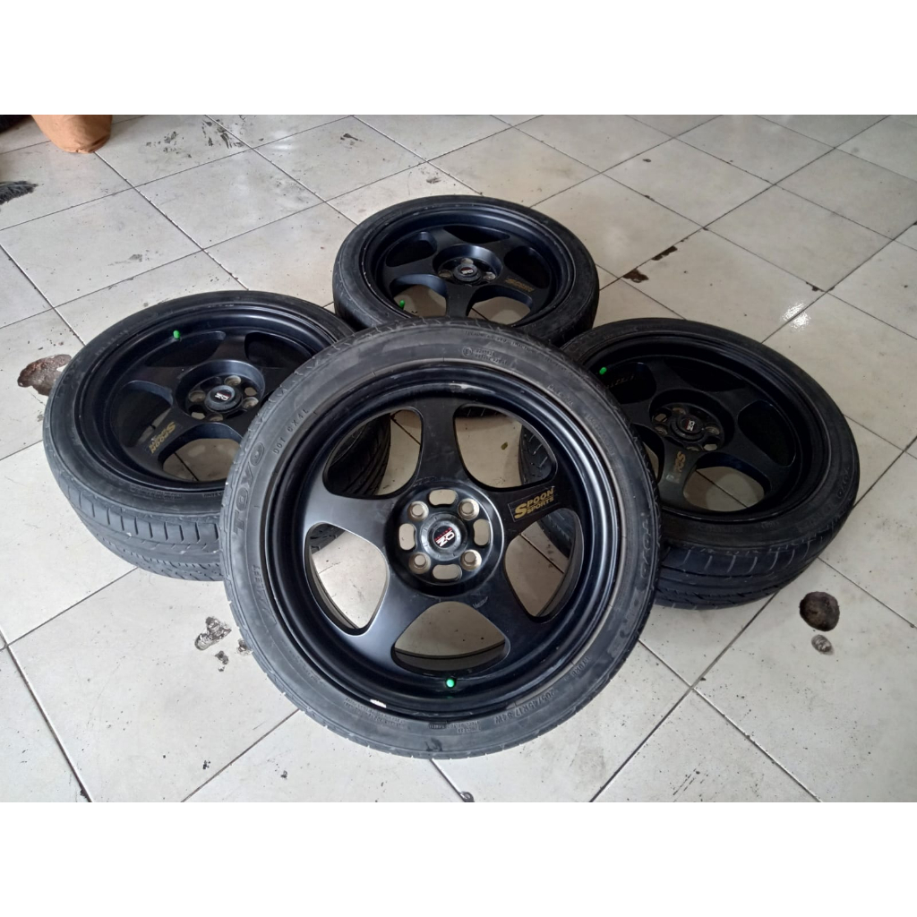 Velg Mobil Racing Spoon R17 Pcd 4x100 Ban 205 45 R17 Toyo, Velg Mobil Bekas R17 Buat Yaris Jazz Free