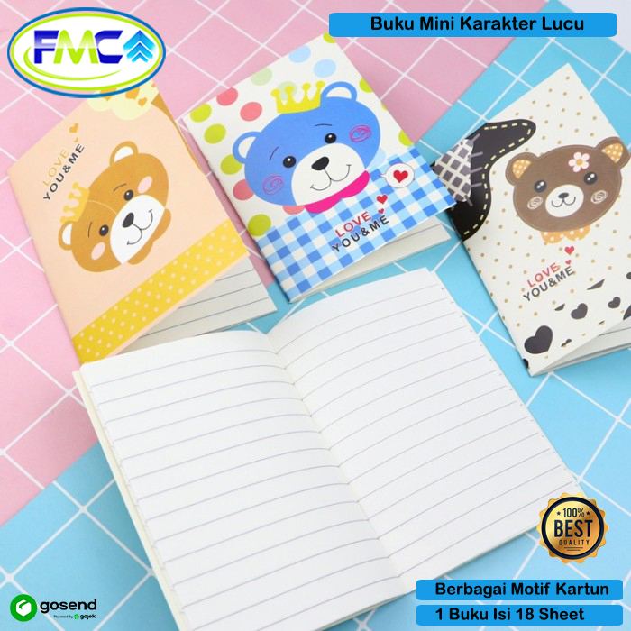 Buku Tulis Mini Lucu Motif Kartun Notebook Mini Buku Catatan Kecil Sticky Notes Pad Karakter