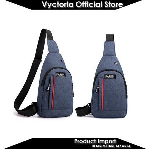 (COD) Vyctoria VOS12001A Sling Bag Canvas Modis Pria Keren Import Terbaru JTF12001A 12001A