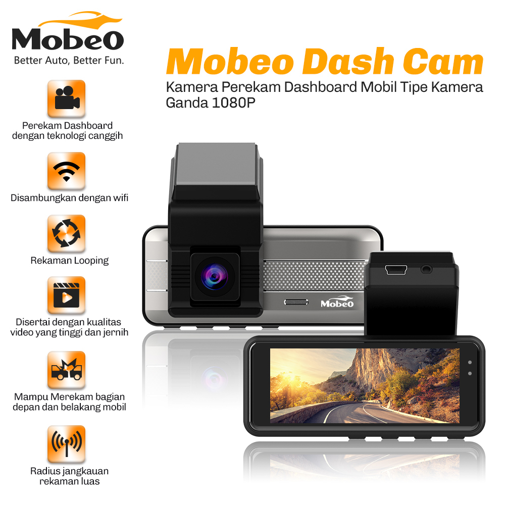 (BERGARANSI)  Mobeo Car Dash Cam MSDC03 (Front and Rear Camera)