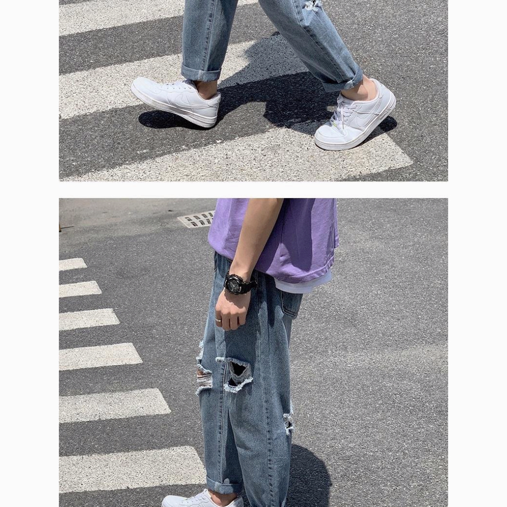 Baggy pants Celana robek pria korean style celana jeans pensil pria celana longgar pria loose pants celana loose pria jumbo oversize