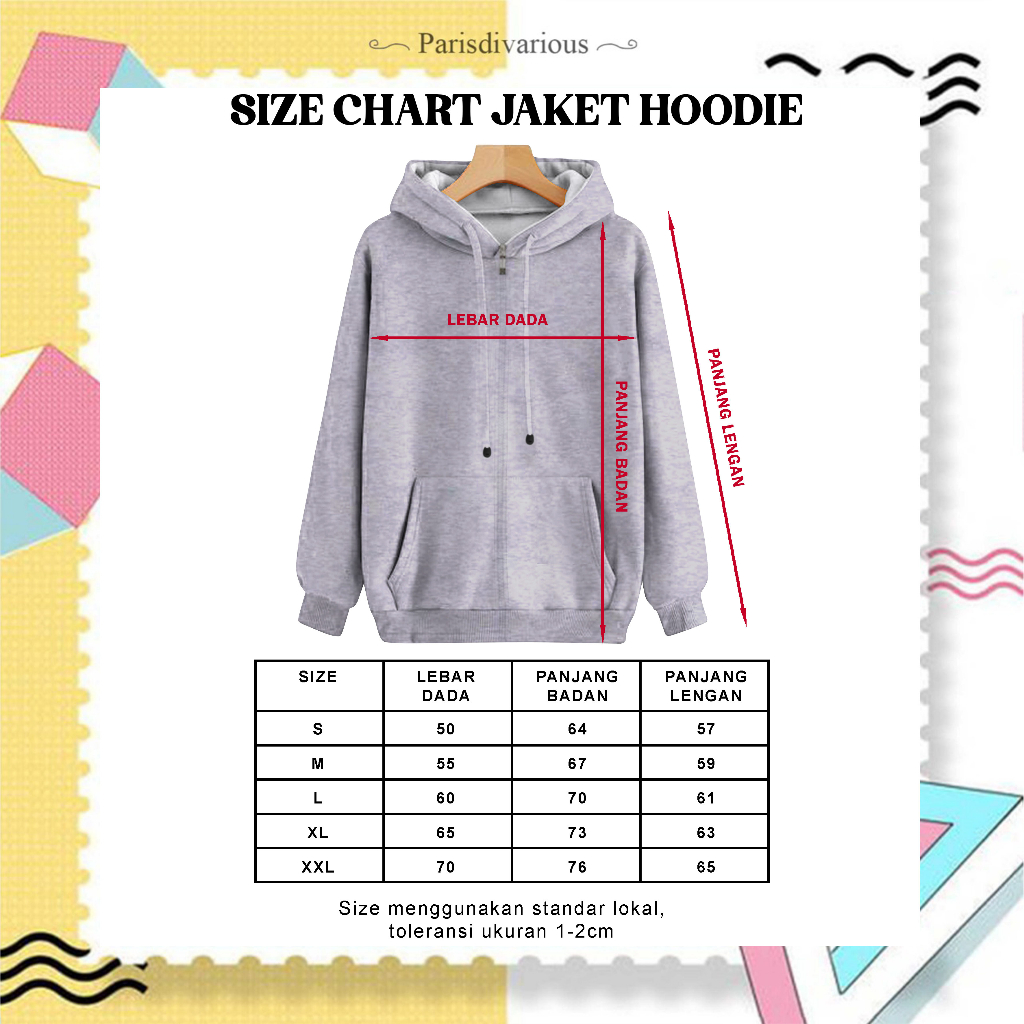 Parisdivarious Zipper Sweater Hoodie Jemper (Bordir) Custom Bahan Fleece Size S - XXL (Pria &amp; Wanita)