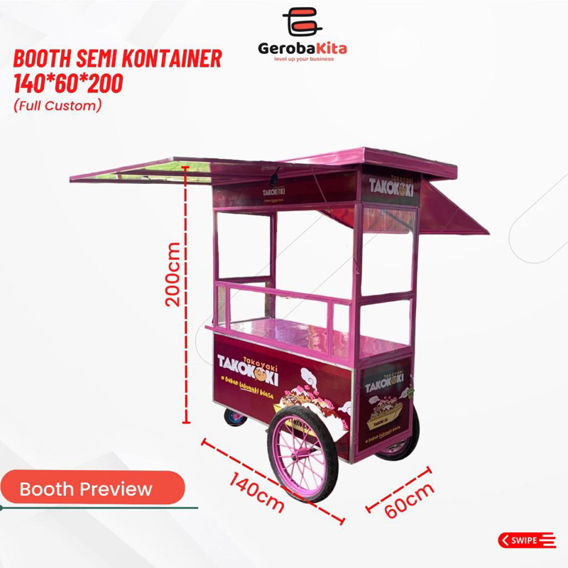 Booth Dorong Semi Container Hollo Custom