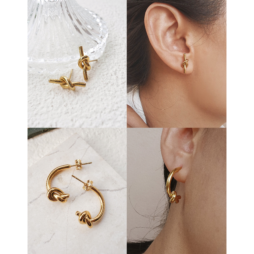 KNOT EARRINGS / ANTING BASIC - STAINLESS STEEL - ANTI KARAT