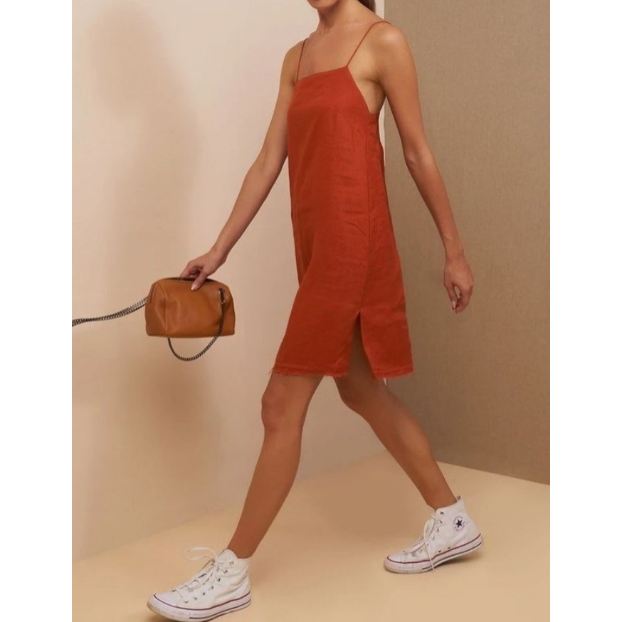 Savana Beachwear - GEA Dress pantai wanita backless merah bata bali outfit slit cotton korea style