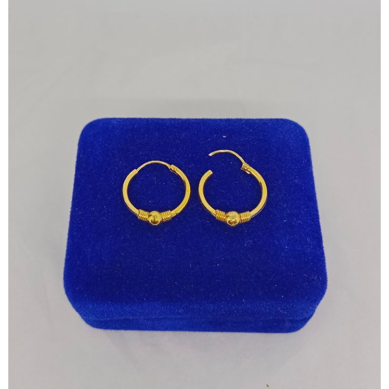 anting gypsy bulat kombinasi pentul S925 / perhiasan perak 925 berlapis emas