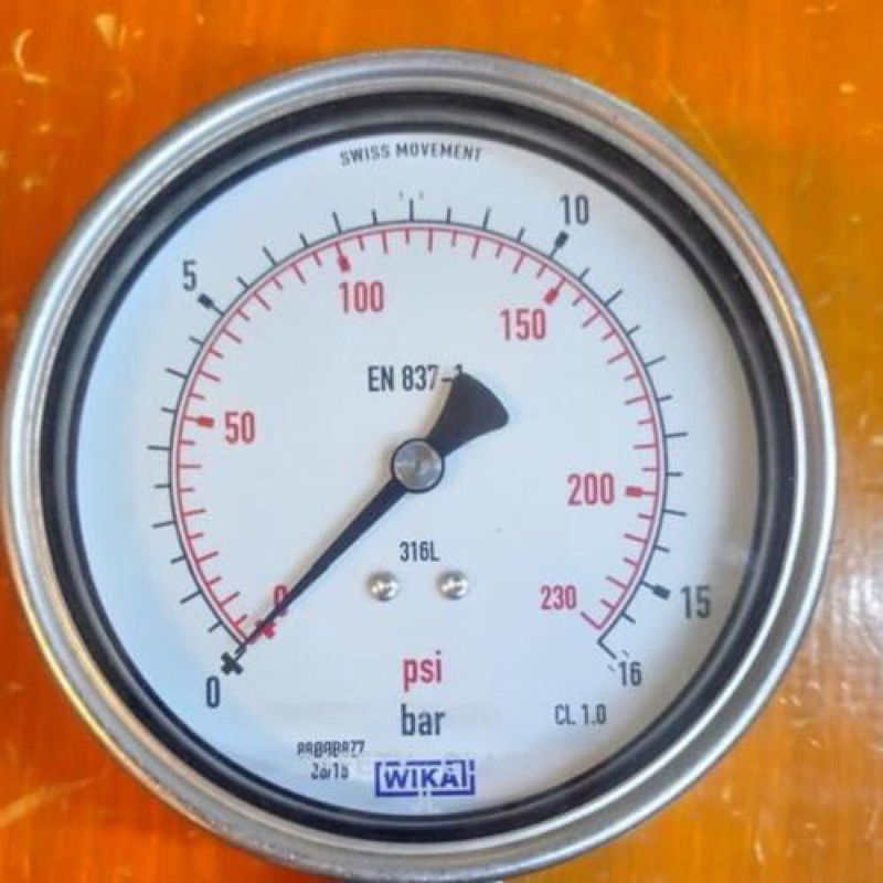 Pressure Gauge Wika 4 inch Drat Payung 16 Bar