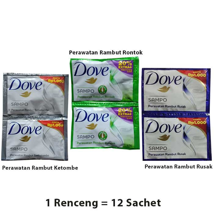 ARJUNA SHAMPO DOVE 1 RENCENG ISI 12 SACHET 9ML Unilever